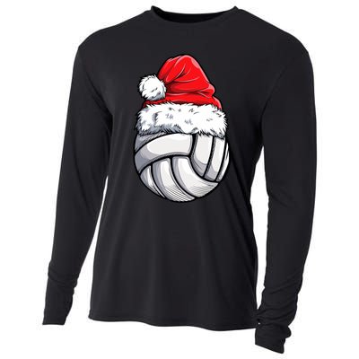 Christmas Volleyball Ball Santa Hat Funny Sport Xmas Cooling Performance Long Sleeve Crew