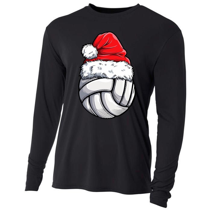 Christmas Volleyball Ball Santa Hat Funny Sport Xmas Cooling Performance Long Sleeve Crew