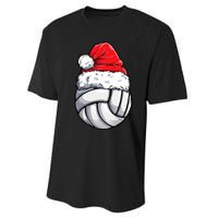 Christmas Volleyball Ball Santa Hat Funny Sport Xmas Performance Sprint T-Shirt