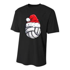 Christmas Volleyball Ball Santa Hat Funny Sport Xmas Youth Performance Sprint T-Shirt