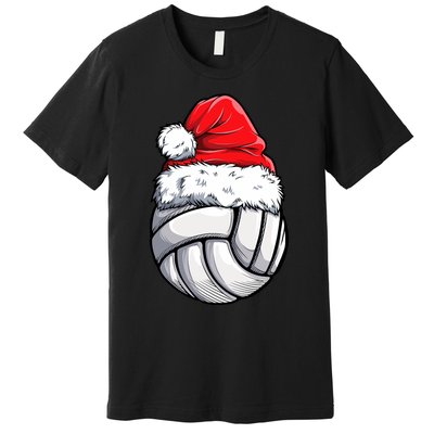 Christmas Volleyball Ball Santa Hat Funny Sport Xmas Premium T-Shirt