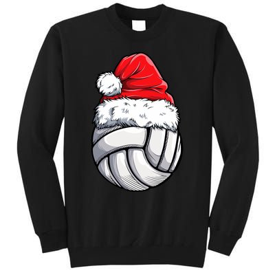 Christmas Volleyball Ball Santa Hat Funny Sport Xmas Tall Sweatshirt