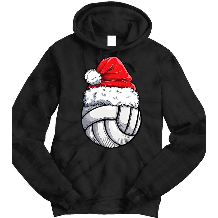 Christmas Volleyball Ball Santa Hat Funny Sport Xmas Tie Dye Hoodie