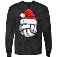 Christmas Volleyball Ball Santa Hat Funny Sport Xmas Tie-Dye Long Sleeve Shirt