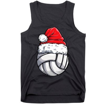 Christmas Volleyball Ball Santa Hat Funny Sport Xmas Tank Top