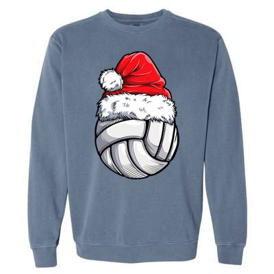 Christmas Volleyball Ball Santa Hat Funny Sport Xmas Garment-Dyed Sweatshirt