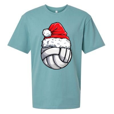 Christmas Volleyball Ball Santa Hat Funny Sport Xmas Sueded Cloud Jersey T-Shirt