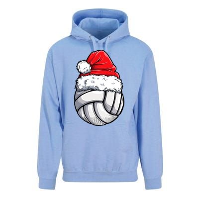 Christmas Volleyball Ball Santa Hat Funny Sport Xmas Unisex Surf Hoodie