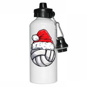 Christmas Volleyball Ball Santa Hat Funny Sport Xmas Aluminum Water Bottle