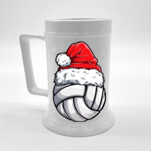 Christmas Volleyball Ball Santa Hat Funny Sport Xmas Beer Stein