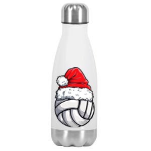 Christmas Volleyball Ball Santa Hat Funny Sport Xmas Stainless Steel Insulated Water Bottle