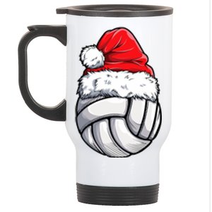 Christmas Volleyball Ball Santa Hat Funny Sport Xmas Stainless Steel Travel Mug