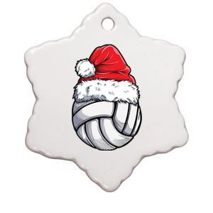 Christmas Volleyball Ball Santa Hat Funny Sport Xmas Girl Premium Ceramic Star Ornament