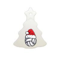 Christmas Volleyball Ball Santa Hat Funny Sport Xmas Girl Premium Ceramic Tree Ornament