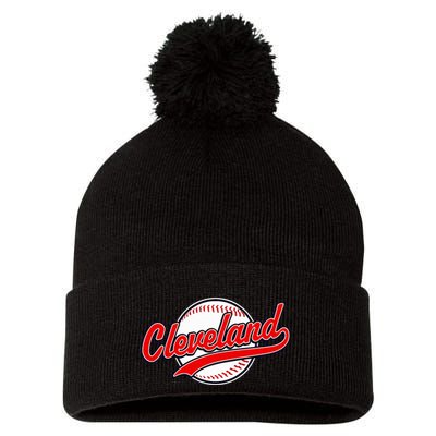 Cleveland Vintage Baseball Throwback Retro Design Pom Pom 12in Knit Beanie