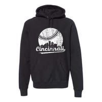 Cincinnati Vintage Baseball Distressed Premium Hoodie