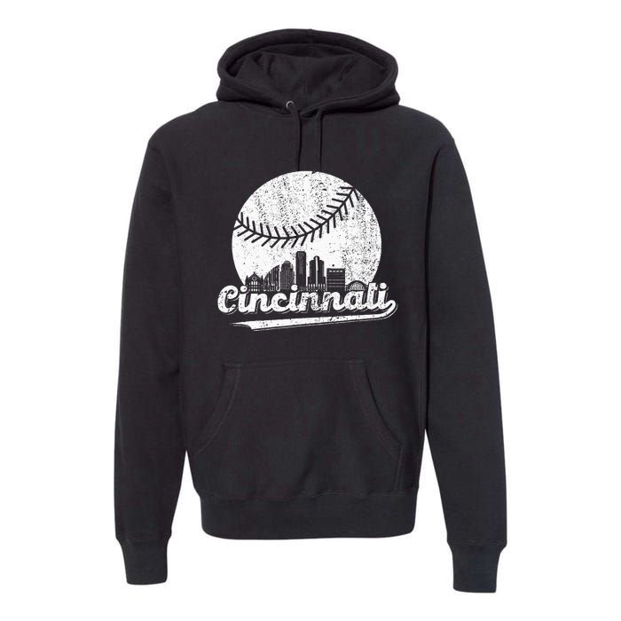 Cincinnati Vintage Baseball Distressed Premium Hoodie