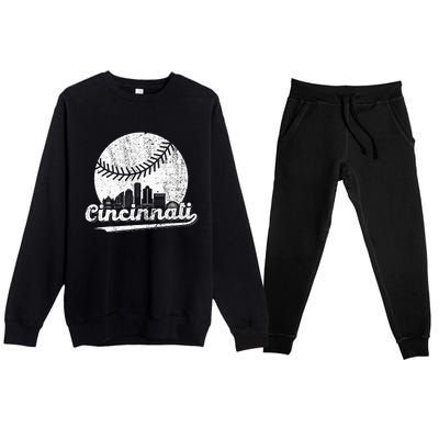 Cincinnati Vintage Baseball Distressed Premium Crewneck Sweatsuit Set