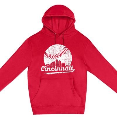 Cincinnati Vintage Baseball Distressed Premium Pullover Hoodie