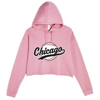 Chicago Vintage Baseball Throwback Crop Fleece Hoodie