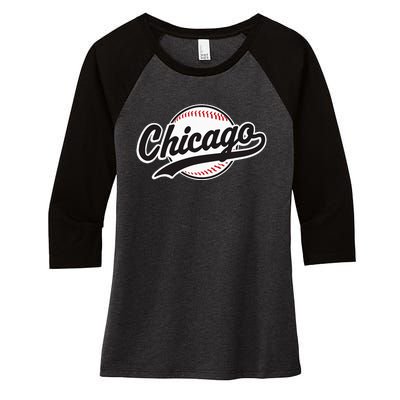 Chicago Vintage Baseball Throwback Women's Tri-Blend 3/4-Sleeve Raglan Shirt