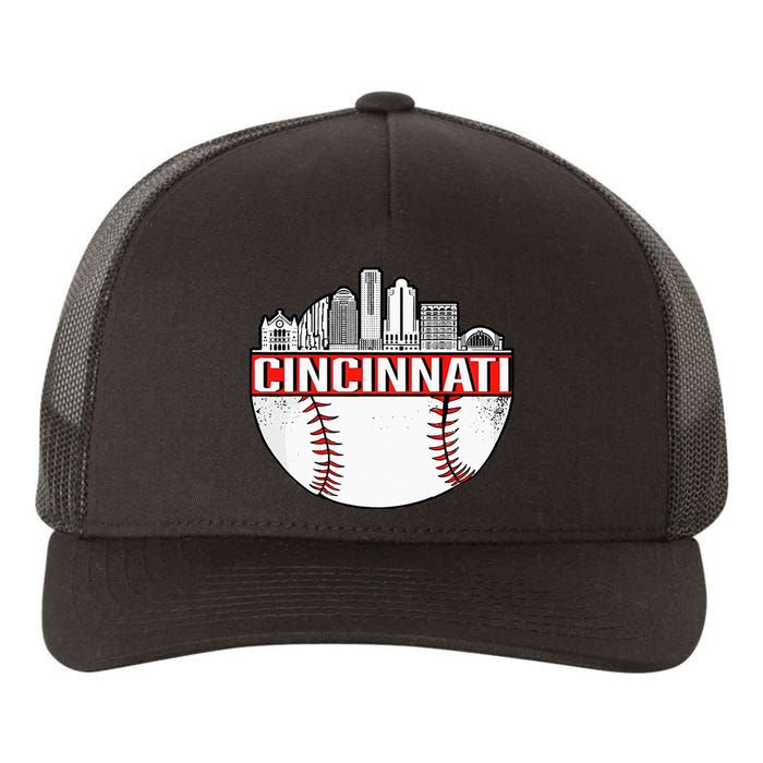 Cincinnati Vintage Baseball Tee Distressed Gameday Retro Yupoong Adult 5-Panel Trucker Hat