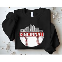 Cincinnati Vintage Baseball Tee Distressed Gameday Retro Sweatshirt