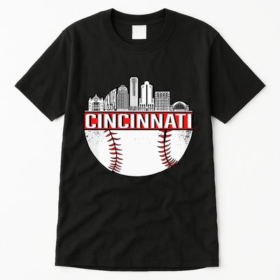 Cincinnati Vintage Baseball Tee Distressed Gameday Retro Tall T-Shirt