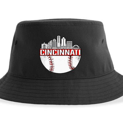 Cincinnati Vintage Baseball Tee Distressed Gameday Retro Sustainable Bucket Hat