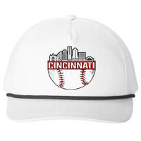 Cincinnati Vintage Baseball Tee Distressed Gameday Retro Snapback Five-Panel Rope Hat