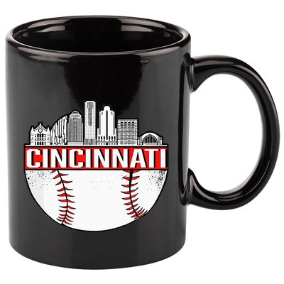 Cincinnati Vintage Baseball Tee Distressed Gameday Retro 11oz C Handle Ceramic Mug