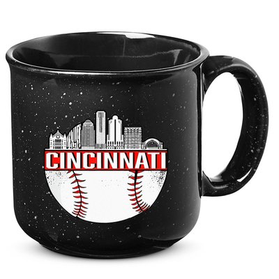Cincinnati Vintage Baseball Tee Distressed Gameday Retro 15oz Campfire Ceramic Mug