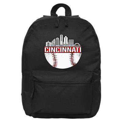Cincinnati Vintage Baseball Tee Distressed Gameday Retro 16 in Basic Backpack