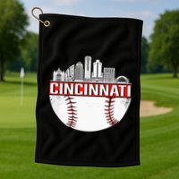 Cincinnati Vintage Baseball Tee Distressed Gameday Retro Golf Towel