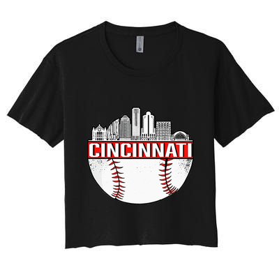 Cincinnati Vintage Baseball Tee Distressed Gameday Retro Crop Top