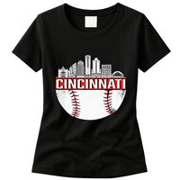 Cincinnati Vintage Baseball Tee Distressed Gameday Retro Womens T-Shirt