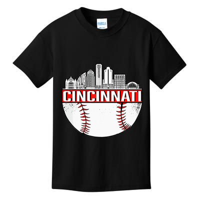 Cincinnati Vintage Baseball Tee Distressed Gameday Retro Kids T-Shirt