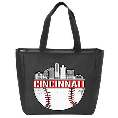 Cincinnati Vintage Baseball Tee Distressed Gameday Retro Zip Tote Bag