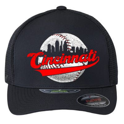 Cincinnati Vintage Baseball Lover Retro Game Day Dad Mom Gift Flexfit Unipanel Trucker Cap