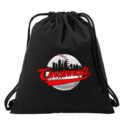 Cincinnati Vintage Baseball Lover Retro Game Day Dad Mom Gift Drawstring Bag