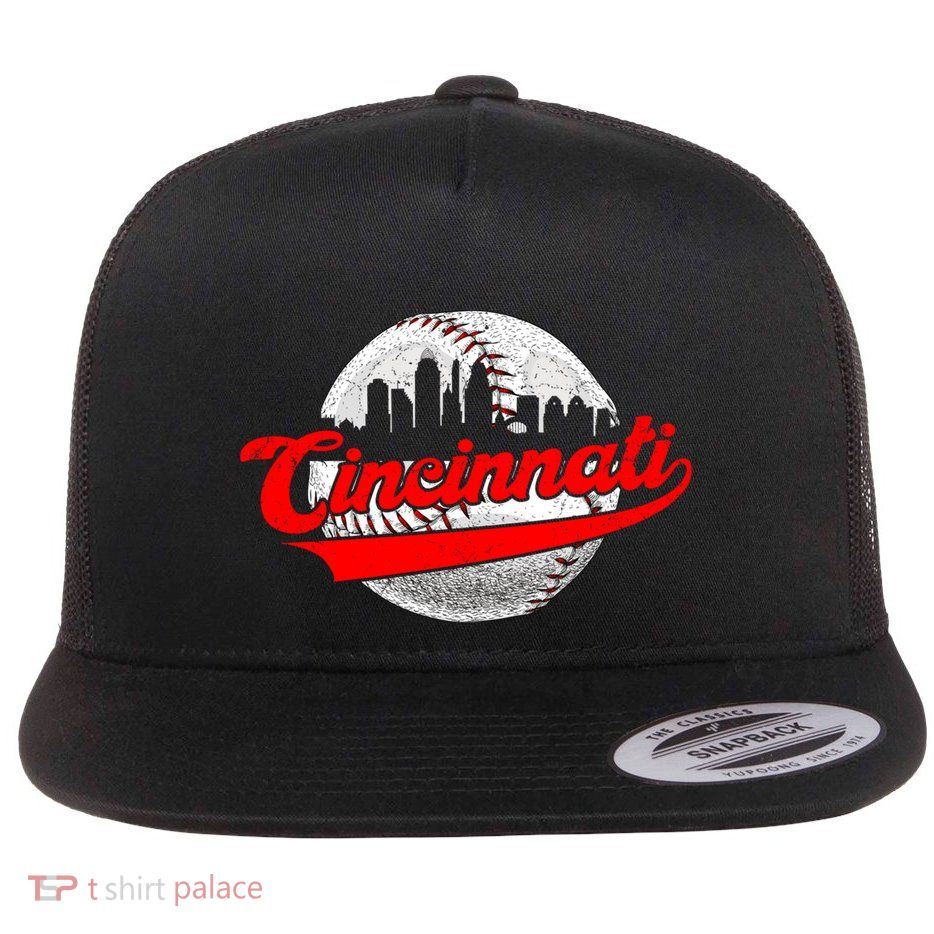 Cincinnati Vintage Baseball Lover Retro Game Day Dad Mom Gift Flatbill Hat