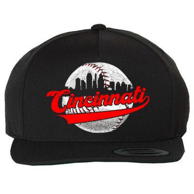 Cincinnati Vintage Baseball Lover Retro Game Day Dad Mom Gift Wool Snapback Cap