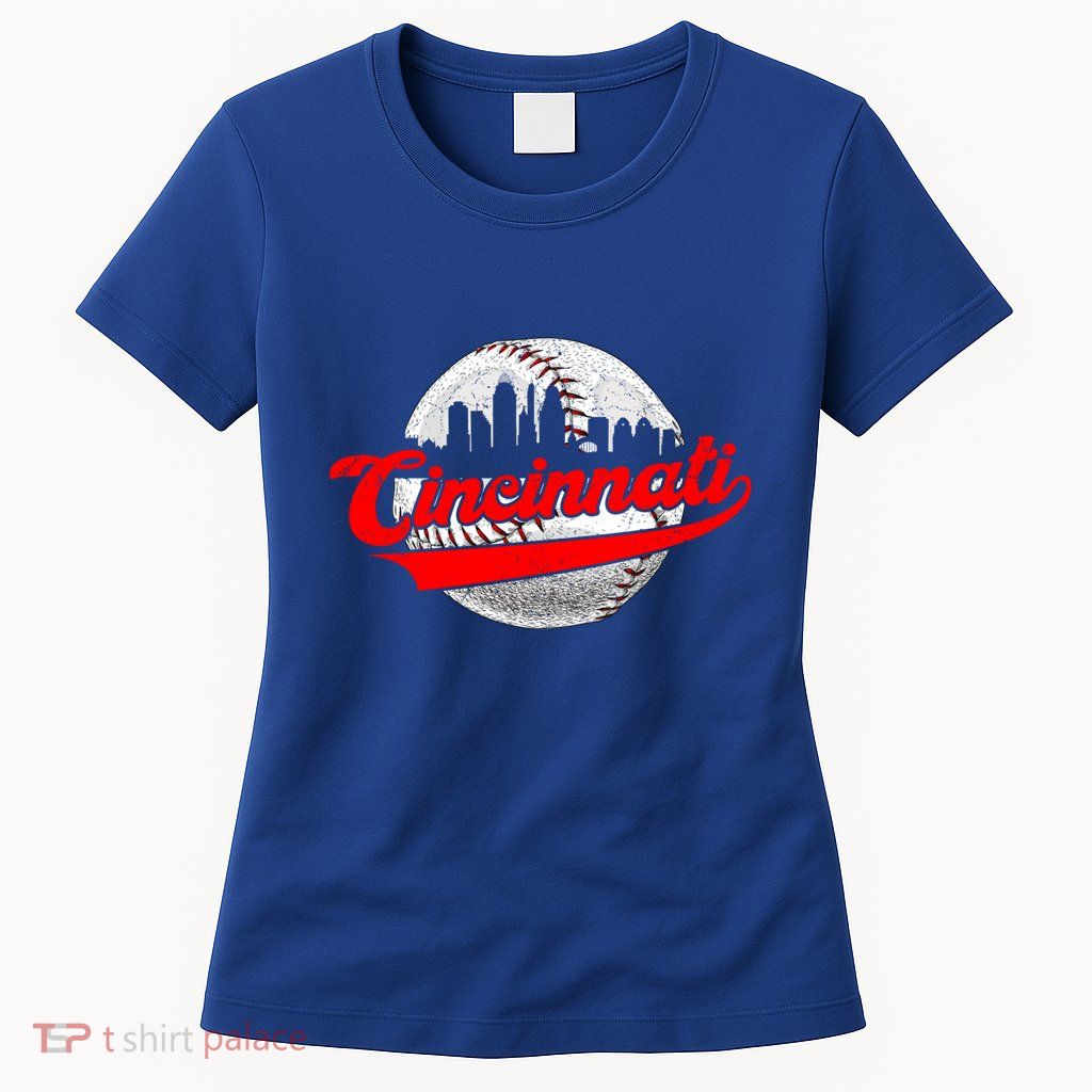 Cincinnati Vintage Baseball Lover Retro Game Day Dad Mom Gift Womens T-Shirt