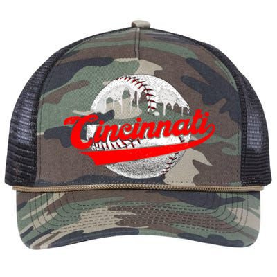 Cincinnati Vintage Baseball Lover Retro Game Day Dad Mom Gift Retro Rope Trucker Hat Cap