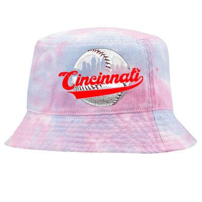 Cincinnati Vintage Baseball Lover Retro Game Day Dad Mom Gift Tie-Dyed Bucket Hat