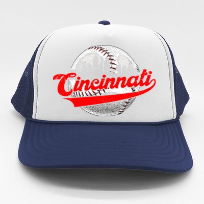 Cincinnati Vintage Baseball Lover Retro Game Day Dad Mom Gift Trucker Hat