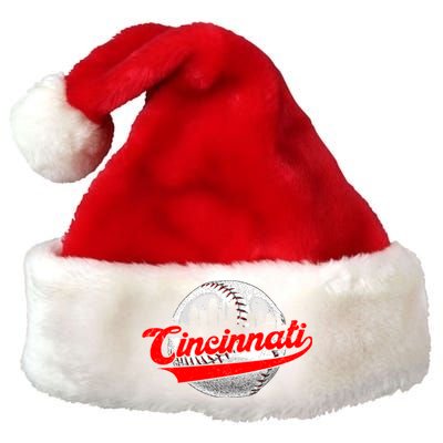 Cincinnati Vintage Baseball Lover Retro Game Day Dad Mom Gift Premium Christmas Santa Hat