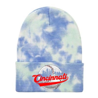 Cincinnati Vintage Baseball Lover Retro Game Day Dad Mom Gift Tie Dye 12in Knit Beanie