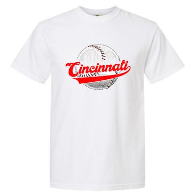 Cincinnati Vintage Baseball Lover Retro Game Day Dad Mom Gift Garment-Dyed Heavyweight T-Shirt