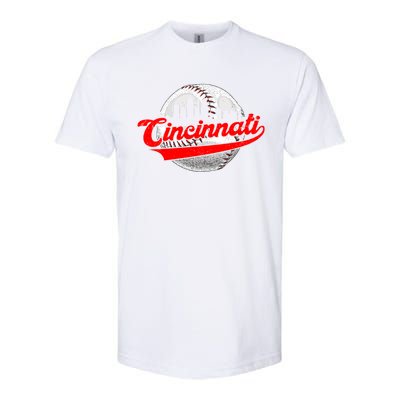 Cincinnati Vintage Baseball Lover Retro Game Day Dad Mom Gift Softstyle® CVC T-Shirt